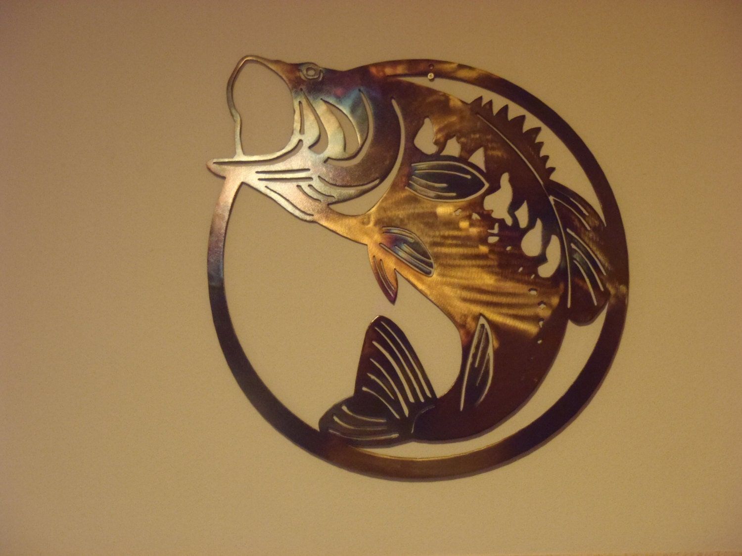 Largemouth Bass Heat Colored Metal Art Wall Decortibi291 For The Bassist Wall Art (View 3 of 15)