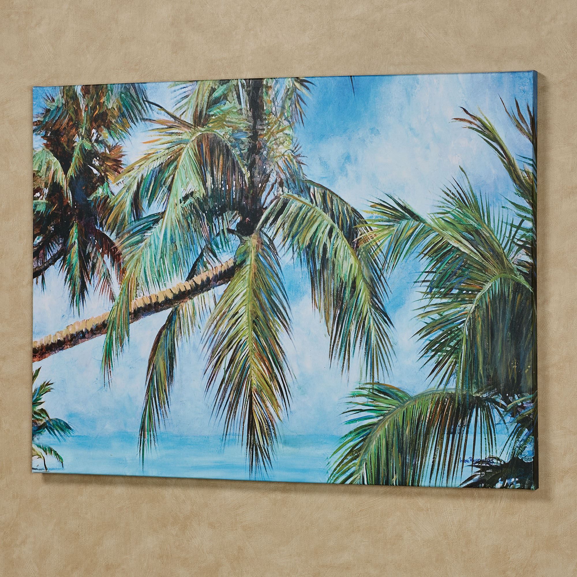 Leaning Palm Trees Tropical Canvas Wall Art Regarding Desert Palms Wall Art (View 1 of 15)