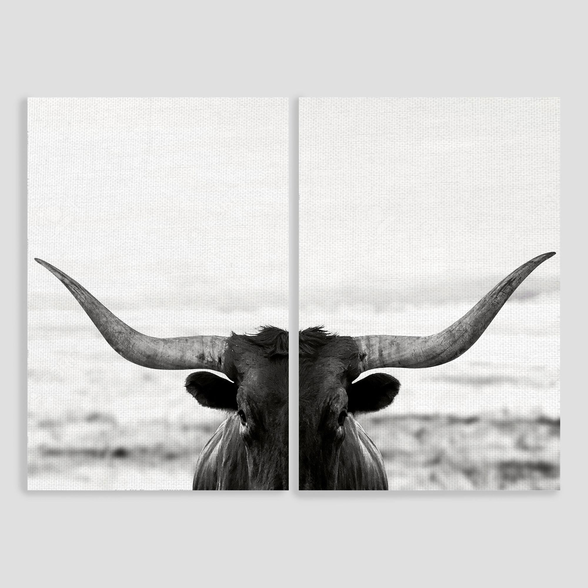 Longhorn Stare Canvas Print Wall Art Set Of 2 | Wall Art Prints, Wall Pertaining To Long Horn Wall Art (View 12 of 15)