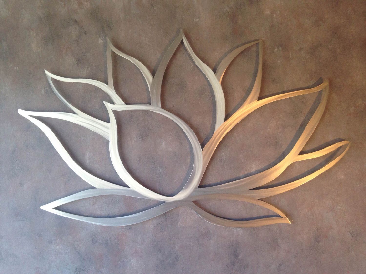 Lotus Flower Metal Wall Art – Lotus Metal Art – Home Decor – Metal Art Throughout Silver Flower Wall Art (View 1 of 15)