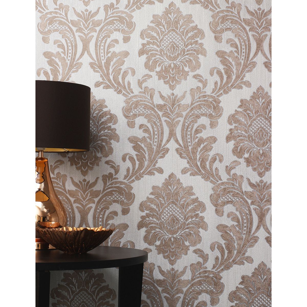 M95595 – Milano Copper Damask Wallpaper  Fine Décor With Damask Wall Art (View 3 of 15)