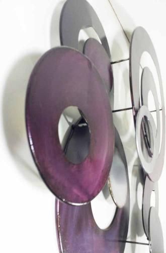 Metal Wall Art – Purple Linked Circle Disc Abstract Regarding Round Gray Disc Metal Wall Art (View 7 of 15)