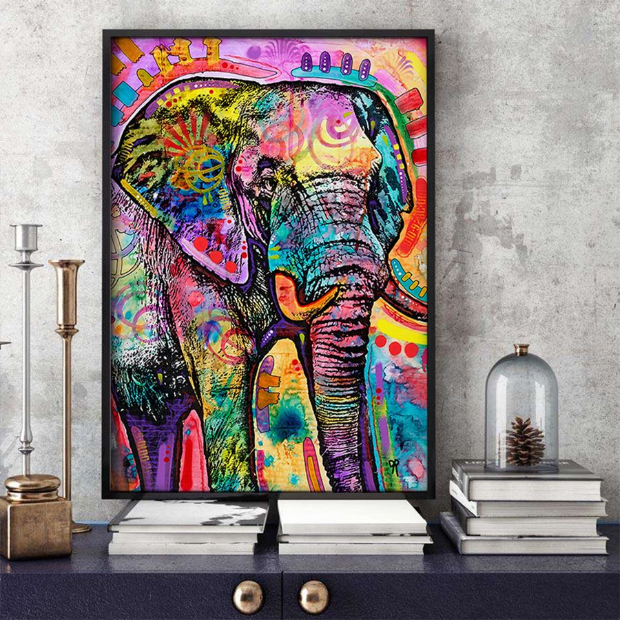 Modern Abstract Animal Oil Painting On Canvas Wall Art Picture Colorful Intended For Elephants Wall Art (View 11 of 15)