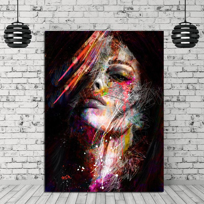 Modern Art Poster Woman Face Painting Wall Poster Fashion Art Canvas Pertaining To Lady Wall Art (View 10 of 15)