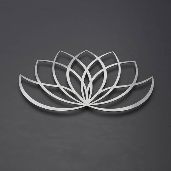 Modern Lotus Flower Metal Wall Art Sculpture, Lotus Flower Art, Silver Pertaining To Silver Flower Wall Art (View 10 of 15)