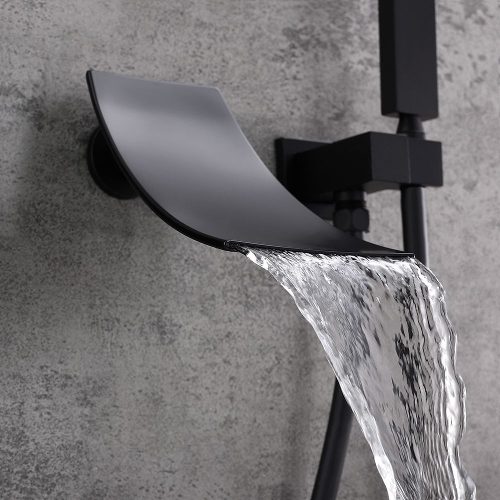 Modern Waterfall Wall Mount Tub Filler Faucet Single Handle With Regard To Matte Blackwall Art (View 13 of 15)