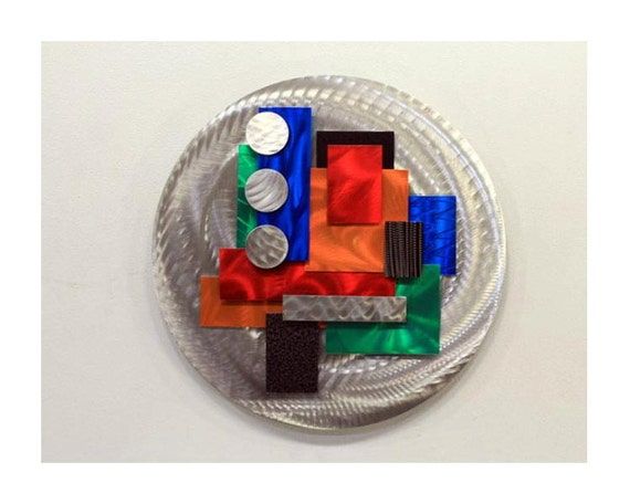 Multi Color & Silver 3D Abstract Metal Wall Sculpture Round Regarding Mmulti Color Metal Wall Art (View 13 of 15)