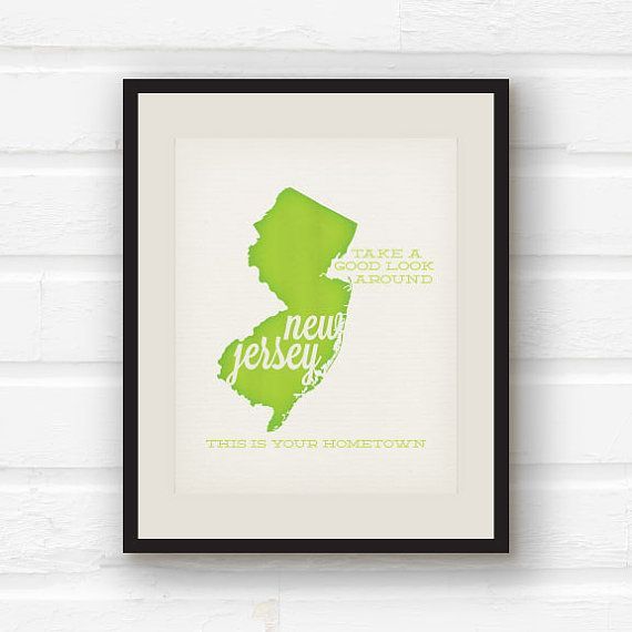 New Jersey Print, New Jersey Wall Art, New Jersey Decor, New Jersey Art In New Jersey Wall Art (View 4 of 15)