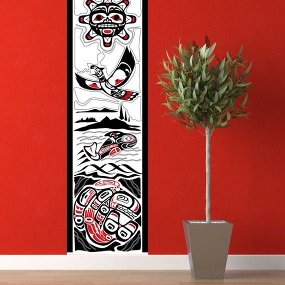 Nw Pacific Native Style Vertical Montage Vinyl Wall Decal | Vinyl Wall Regarding Northwest Wall Art (View 5 of 15)