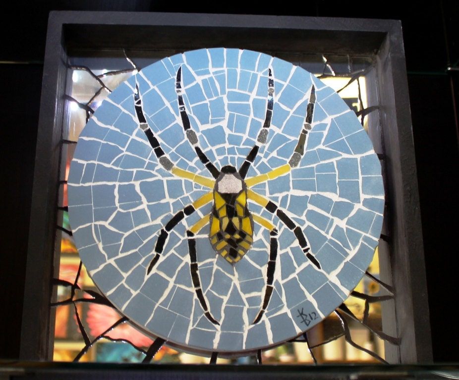 Orb Weaver Spider In Web Mosaic Wall Art | Etsy Throughout Web Wall Art (View 8 of 15)