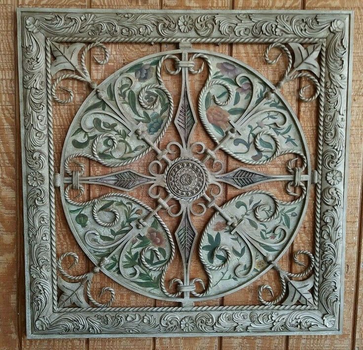 Painted Large 37" Square Tuscan Welded Scroll Wrought Iron Metal Wall Within Brass Iron Wall Art (View 13 of 15)