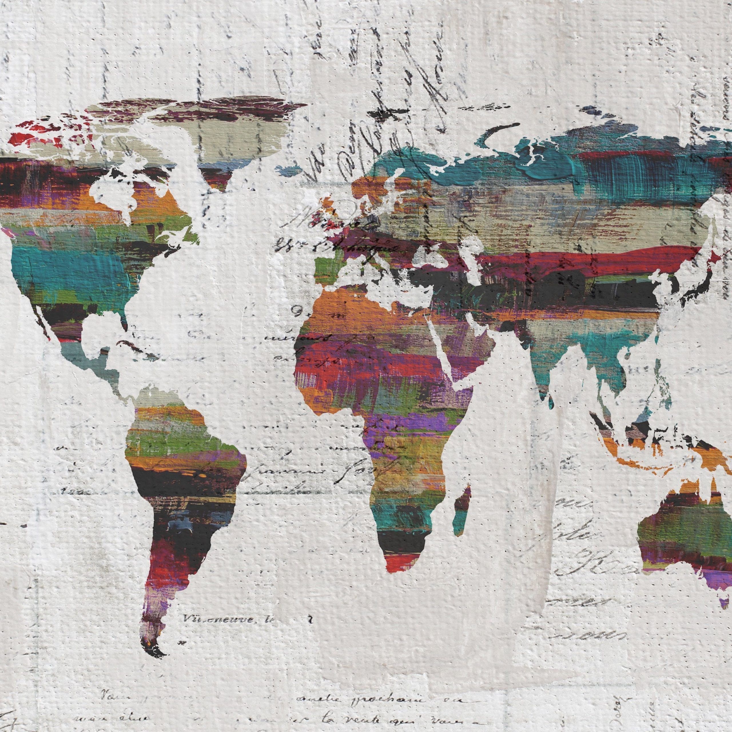 Painted World Map Ii. Large Canvas Art Print (View 14 of 15)