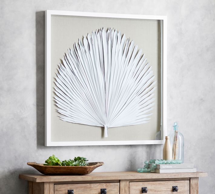 Palm Leaf Shadow Box Art – White | Wall Art | Pottery Barn Within Box Wall Art (View 14 of 15)