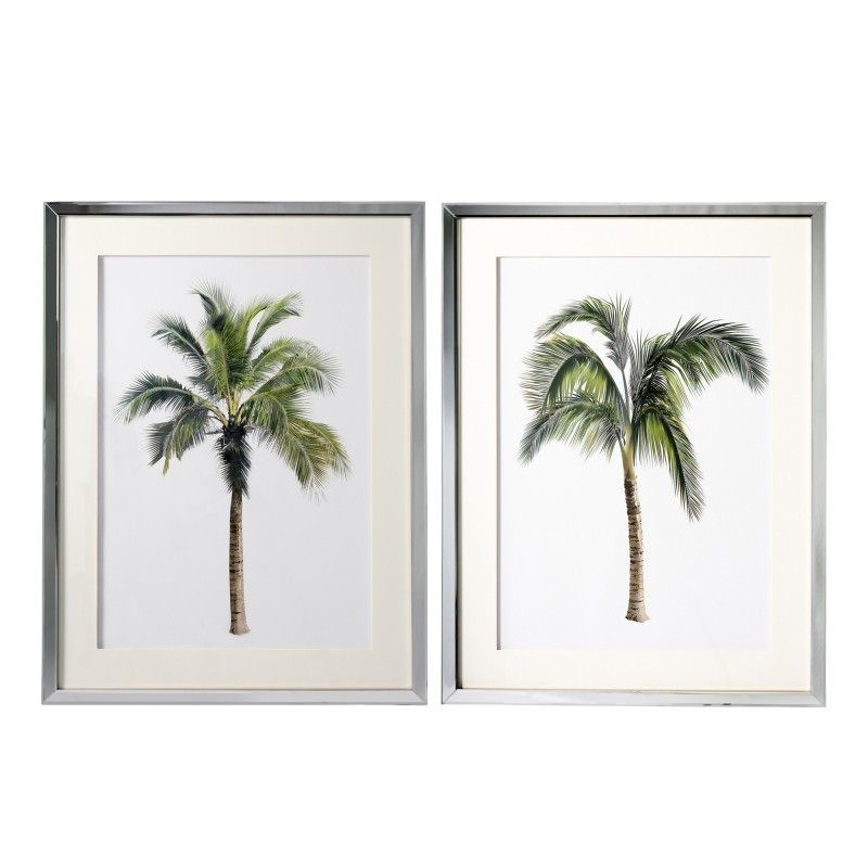 Palm Tree 2 Piece Mirror Framed Wall Art Print Set,  (View 12 of 15)