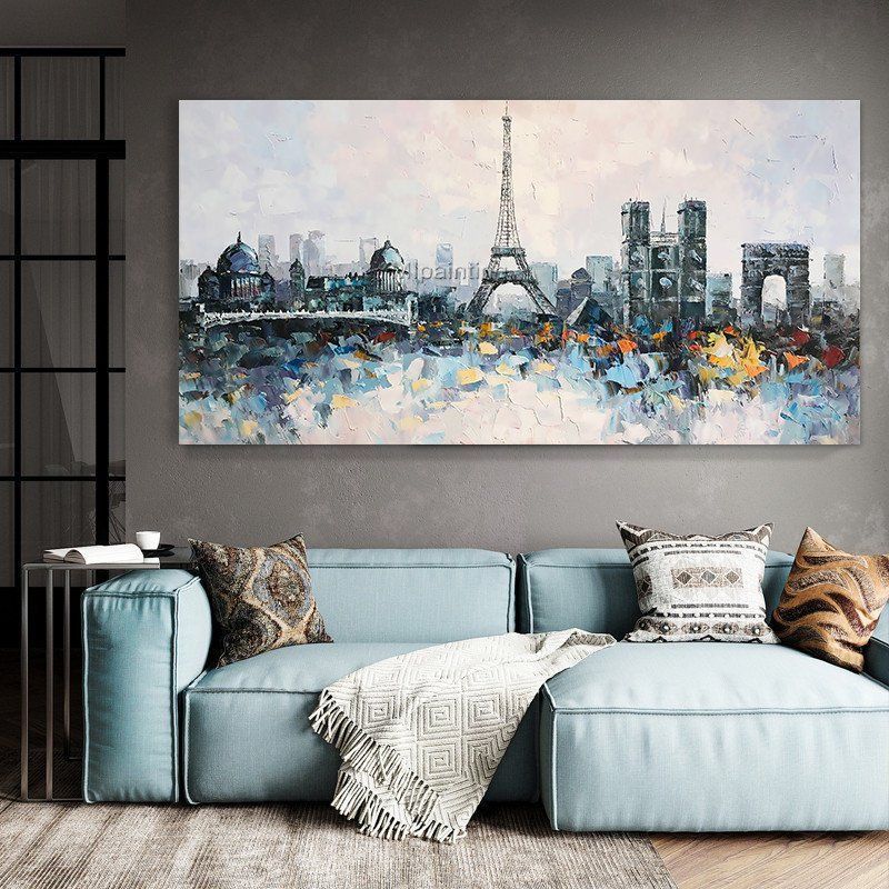 Paris Wall Art Eiffel Tower Cityscape Skyline Abstract City | Etsy With Regard To Tower Wall Art (View 6 of 15)