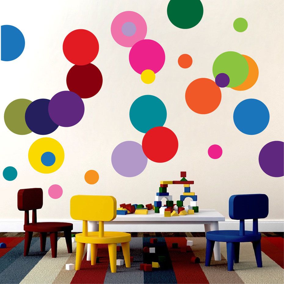 Polka Dots Cartoon Wall Art Diy Color Wall Stickers For Kids Bedroom Regarding Open Dotswall Art (View 1 of 15)