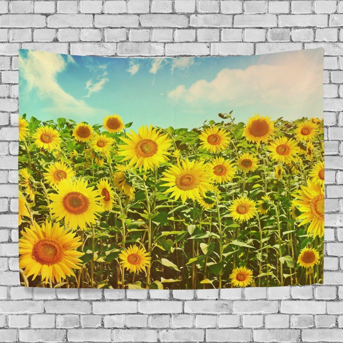 Popcreation Summer Sunshine Sunflower Wall Art Decoration, Blue Sky For Sunflower Metal Framed Wall Art (View 10 of 15)