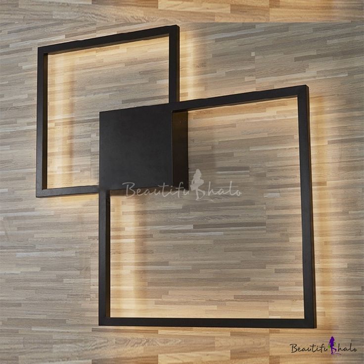 Post Modern Minimalist Black Square Led Wall Sconce Metal 25W/28W For Square Black Metal Wall Art (View 13 of 15)