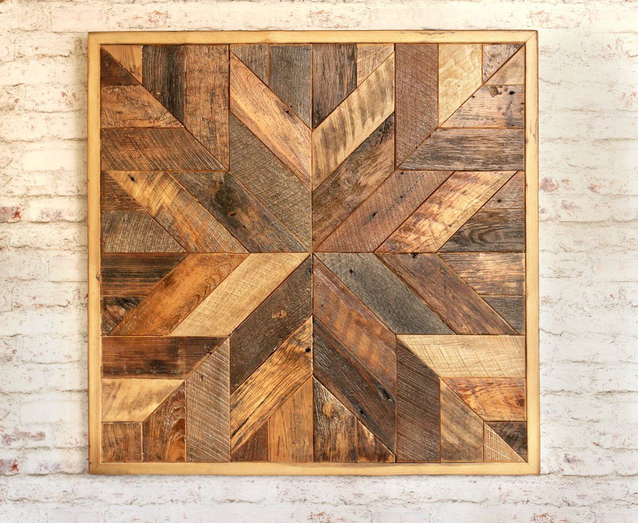 Reclaimed Wood Quilt Square (26 Inches) | Wooden Wall Decor, Reclaimed For Square Wall Art (View 4 of 15)