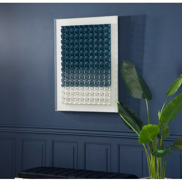 Rectangular Blue And White Acrylic Shadow Box Wall Art, 29.5" X  (View 14 of 15)
