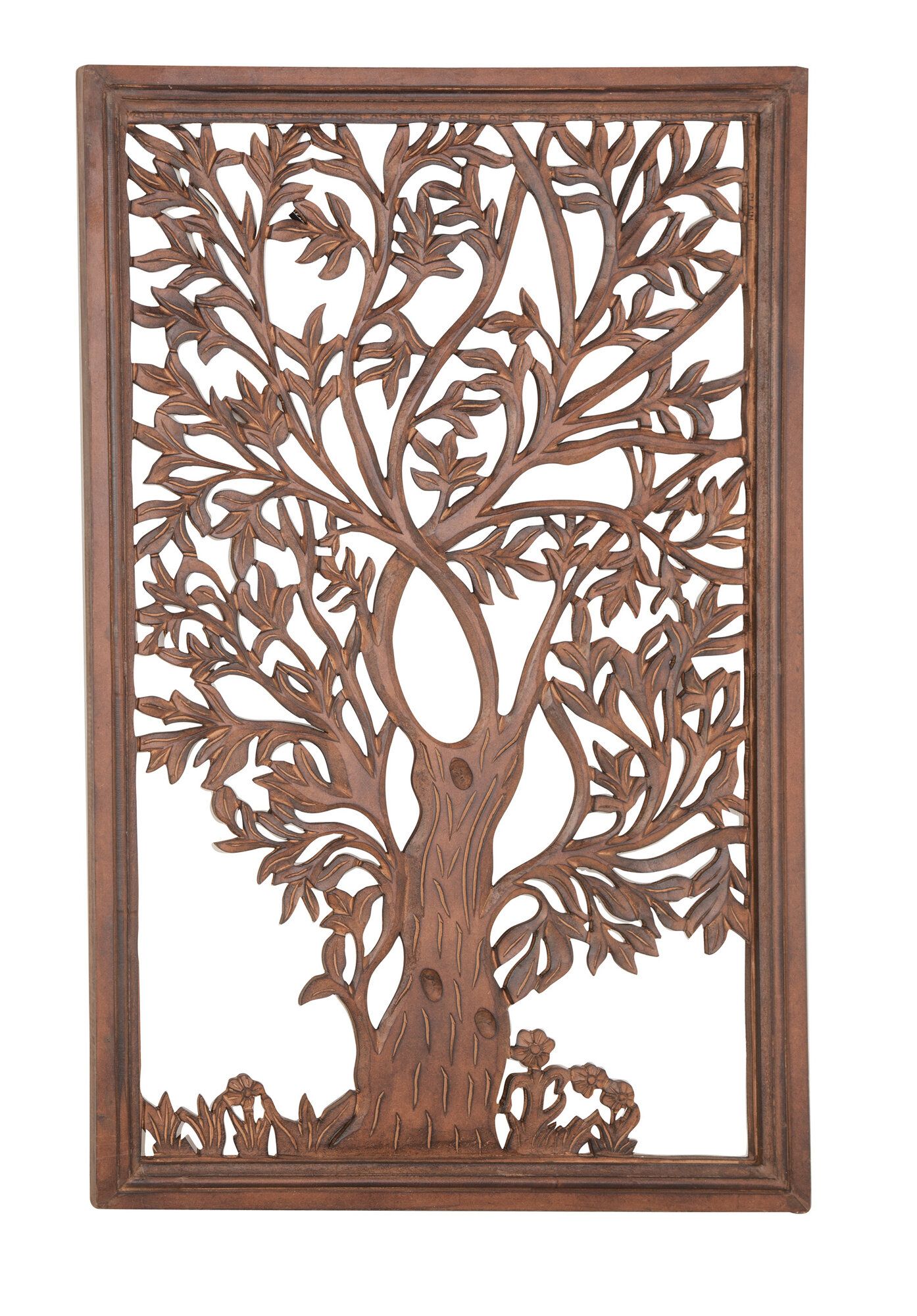 Red Barrel Studio Rectangular Wood Carved Tree Wall Decor 192463054796 With Rectangular Wall Art (View 2 of 15)