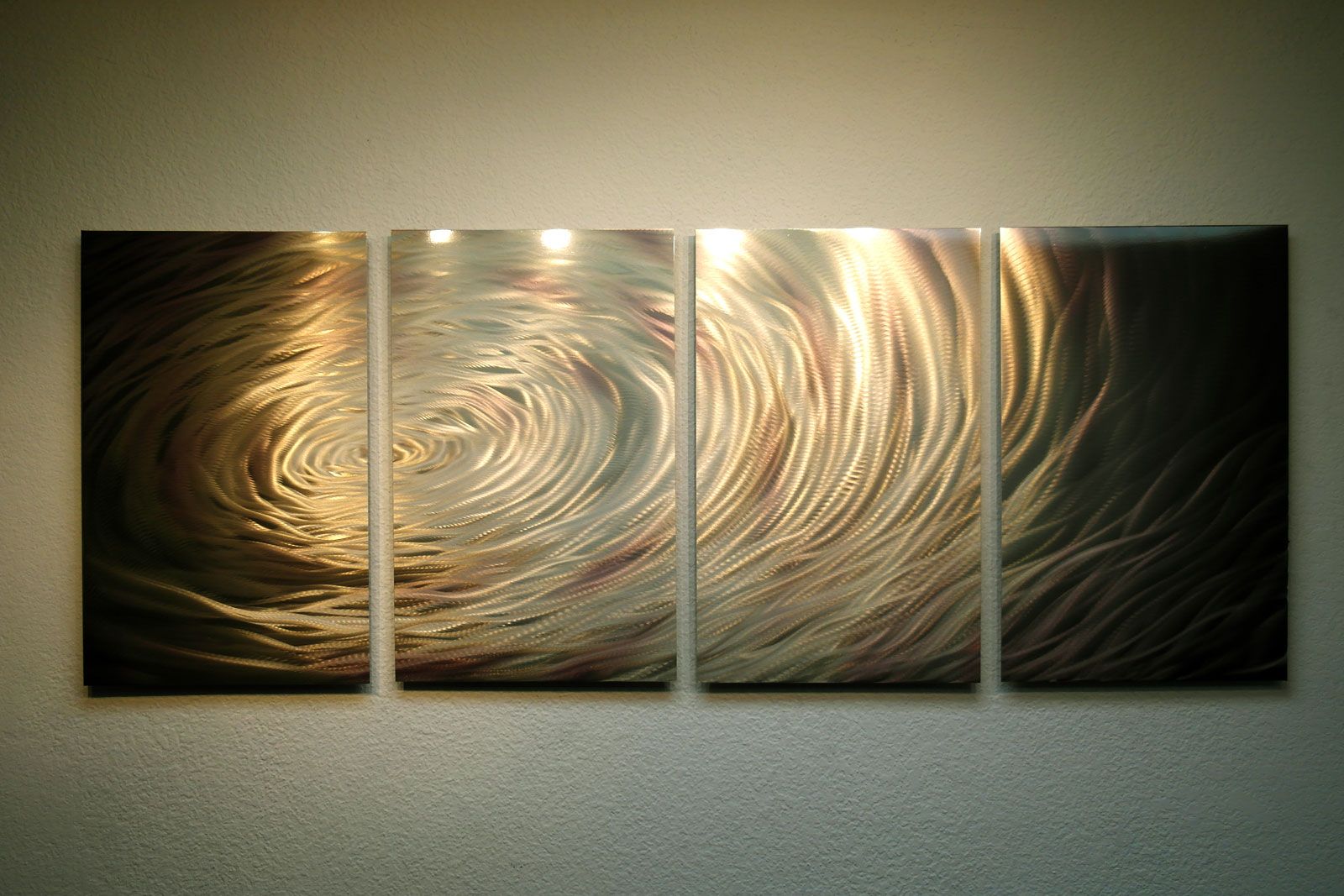 Ripple Brown Gold  Metal Wall Art Abstract Sculpture Modern Decor Intended For Textured Metal Wall Art Set (View 12 of 15)