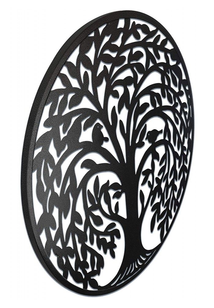 Round Metal Wall Art Decorative Wall Sculpture Natural Sanctuary Tree Pertaining To Black Antique Silver Metal Wall Art (View 14 of 15)