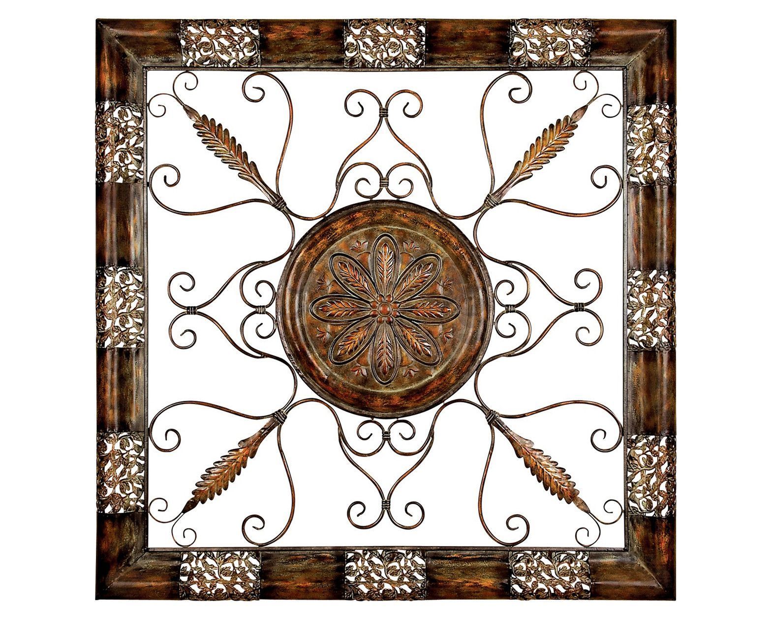 Rustic Grille Square Decorative Art | Metal Sculpture Wall Art, Wrought Throughout Square Brass Wall Art (View 1 of 15)