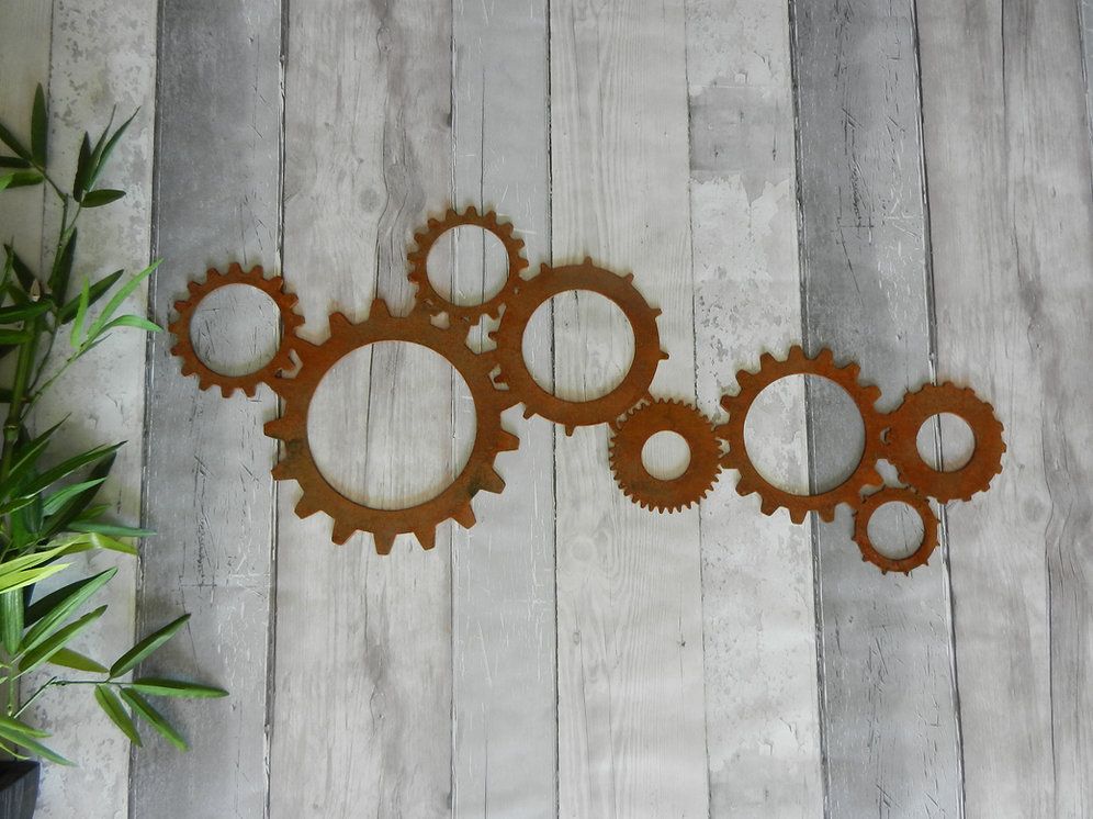 Rusty Metal Cogs Industrial Wall Art (1 Piece) | Rustyrooster With Regard To Rust Metal Wall Art (View 8 of 15)