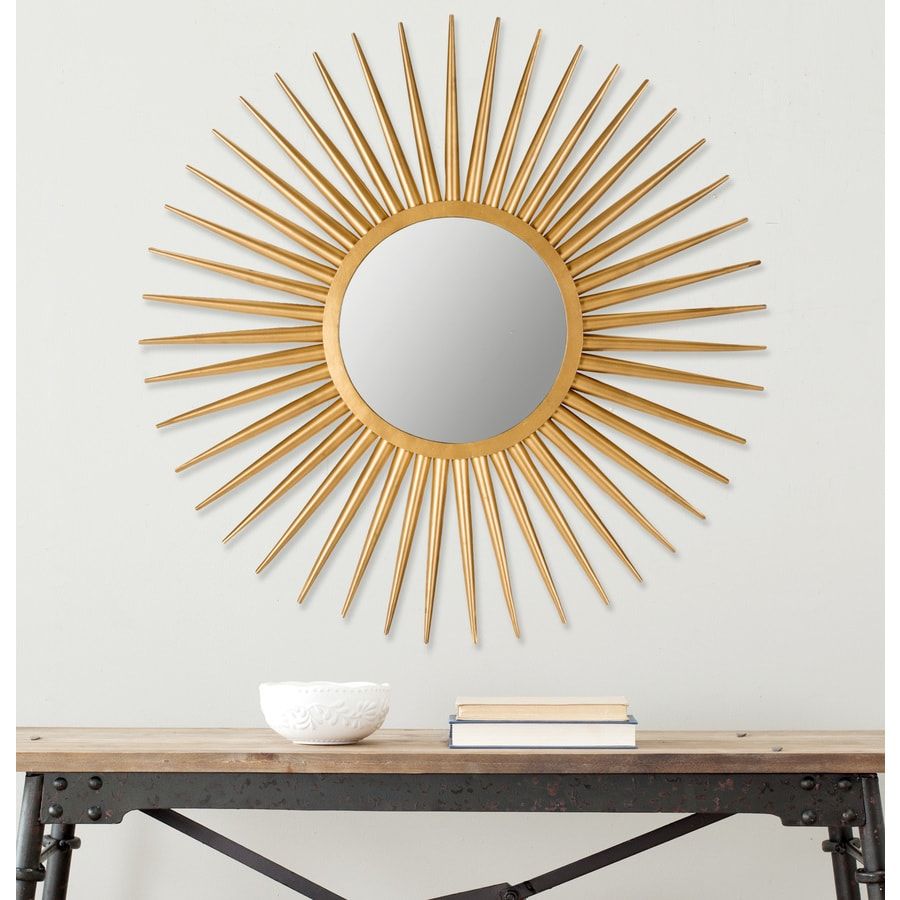 Safavieh Sun Flair Gold Framed Sunburst Wall Mirror At Lowes Throughout Sunburst Mirrored Wall Art (View 4 of 15)