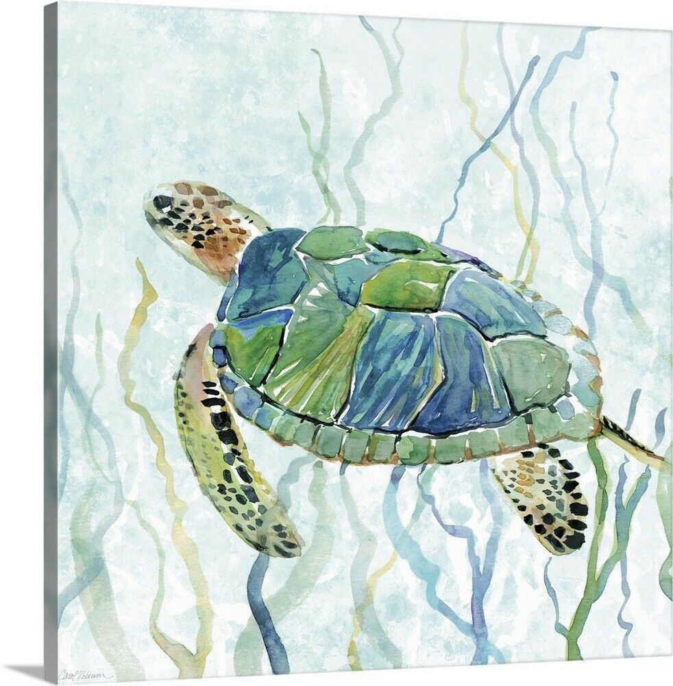 Sea Turtle Swim Ii Canvas Wall Art Print, Sea Turtle Home Decor | Ebay Intended For Turtles Wall Art (View 5 of 15)
