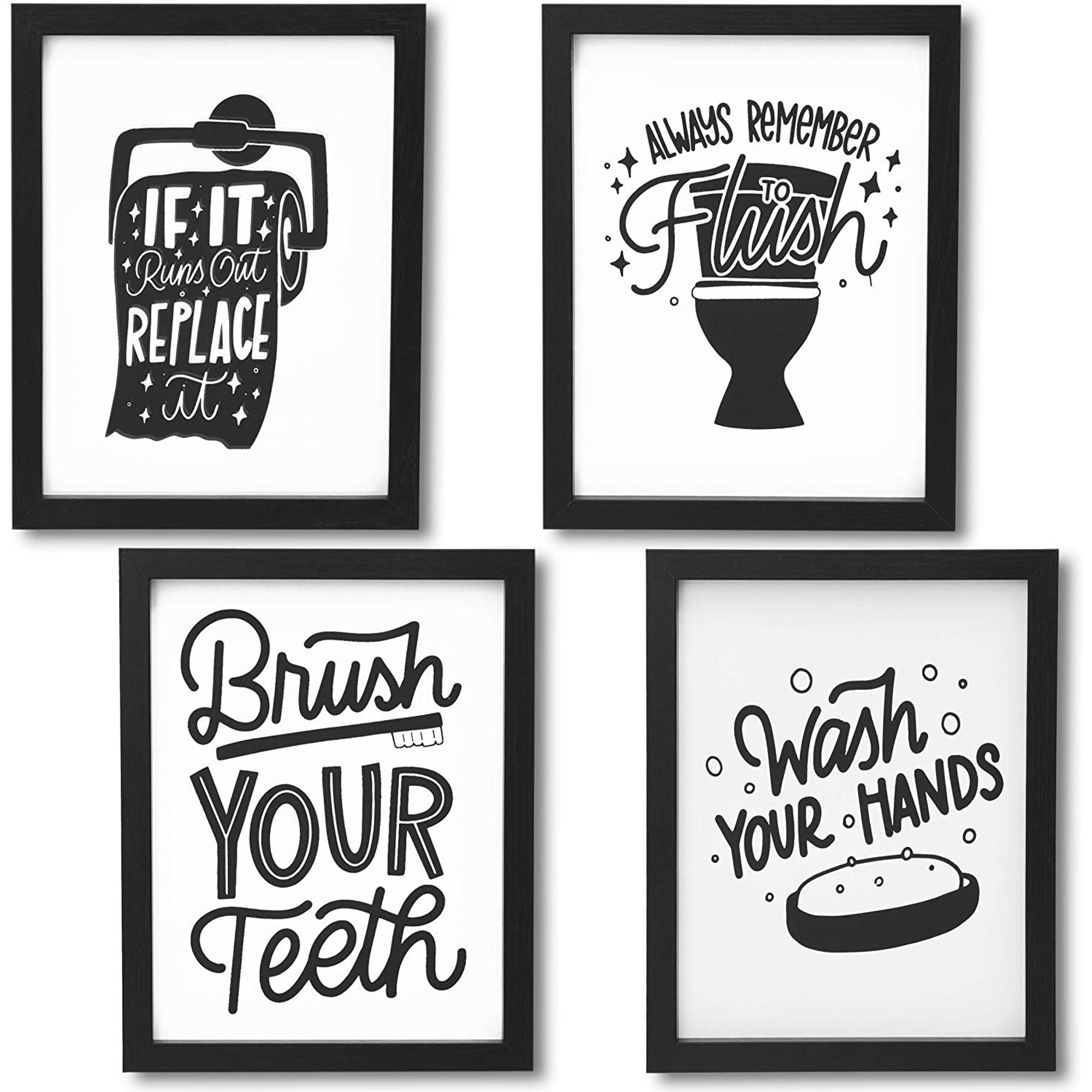 Set Of 4 Bathroom Wall Art Prints, Funny Quotes Bathroom Sign Wall Door With Regard To Fun Wall Art (View 13 of 15)