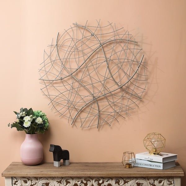 Shop Large Silver Abstract Round Metal Wall Decor – Overstock – 30932136 Intended For Metallic Swirl Wall Art (View 12 of 15)