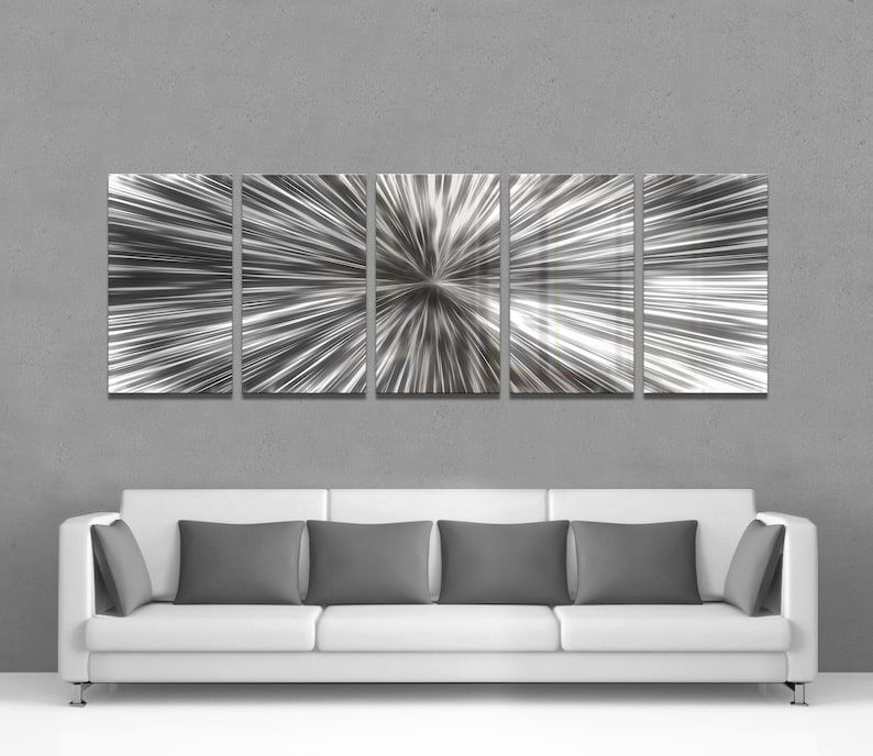 Silver Burst Large Metal Wall Art Decor Energy | Etsy Intended For Antique Silver Metal Wall Art Sculptures (View 4 of 15)