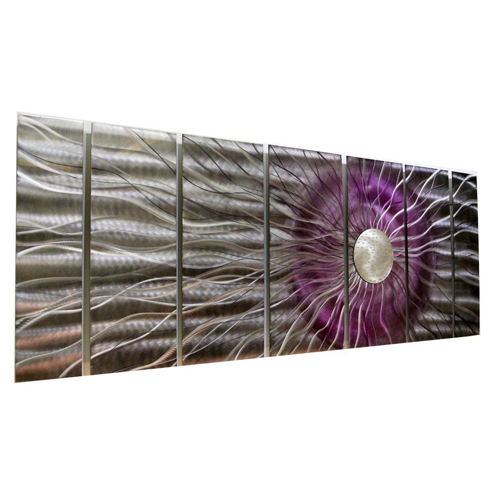 Silver Charcoal & Purple Metal Wall Art Multi Panel Wall | Etsy Within Charcoal Metal Wall Art (View 10 of 15)