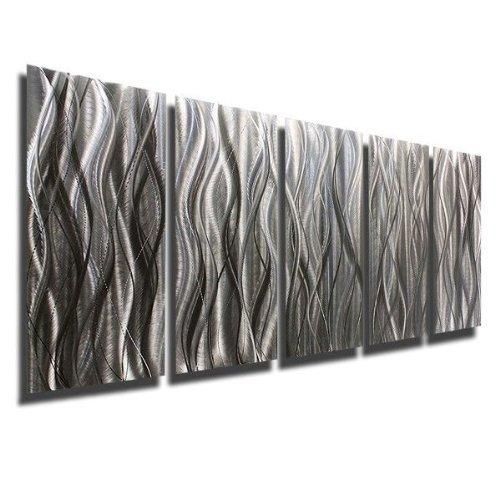 Silver Contemporary Metallic Abstract Etched Metal Panel Wall Art Pertaining To Etched Metal Wall Art (View 8 of 15)