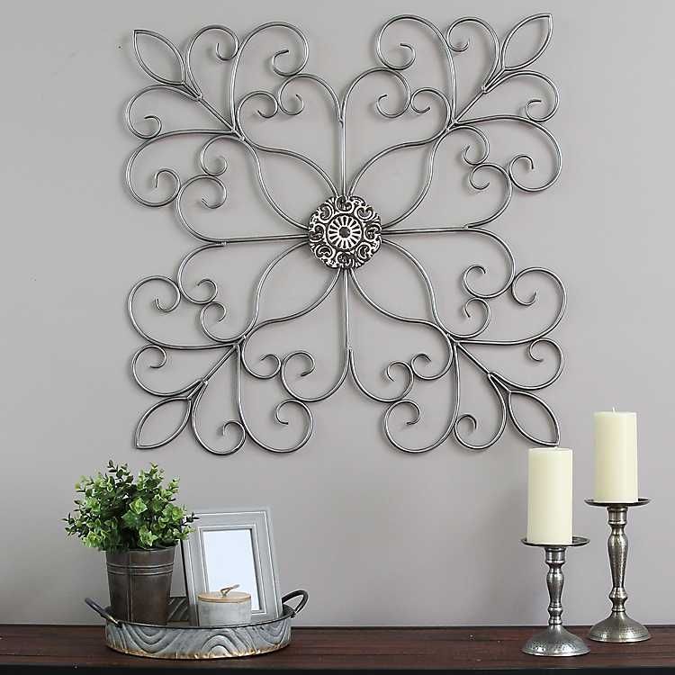 Silver Square Medallion Scroll Wall Plaque From Kirkland'S In 2020 Throughout Square Brass Wall Art (View 8 of 15)