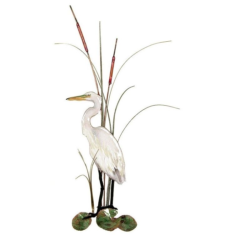 Small Egret With Cattails Metal Wall Artbovano Of Cheshire On Throughout Cattails Wall Art (View 2 of 15)