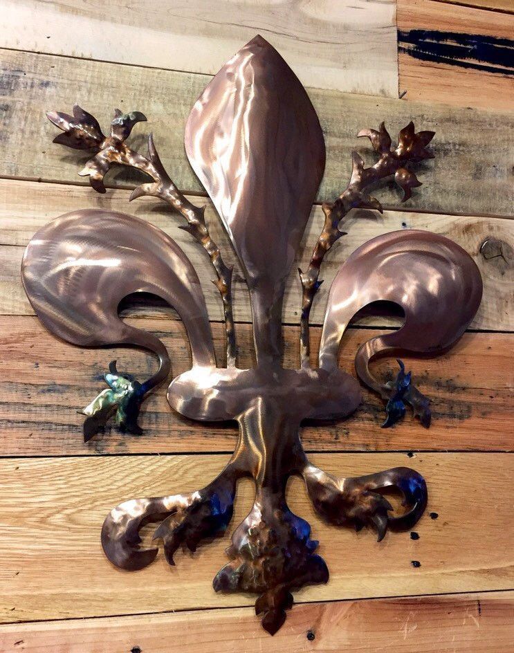 Small Italian Coppered Fleur De Lis Metal Wall Decor Home Decor With Small Metal Wall Art (View 9 of 15)