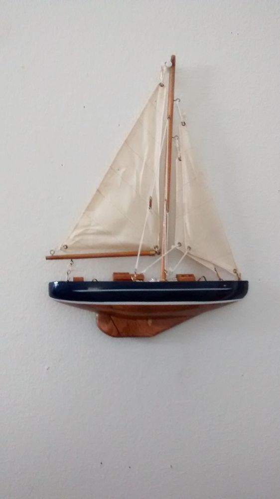 Small Wooden Half Hull Sail Boat Wood Hanging Nautical Wall Decoration Within Sail Wall Art (View 8 of 15)