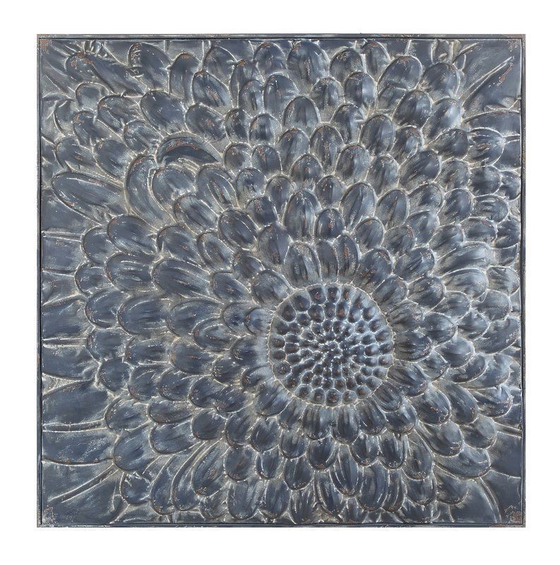 Square Embossed Metal Flower Wall Décor #Whitewalldecor | Metal Flower Inside Square Metal Wall Art (View 14 of 15)