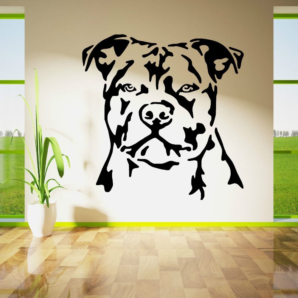Staffordshire Bull Terrier Dog Vinyl Wall Art Sticker Decal Staffy Boy In Dog Wall Art (View 13 of 15)