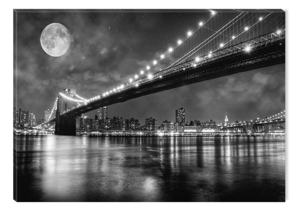 Startonight Canvas Wall Art Black And White Abstract Brooklyn Bridge In Bridge Wall Art (View 3 of 15)