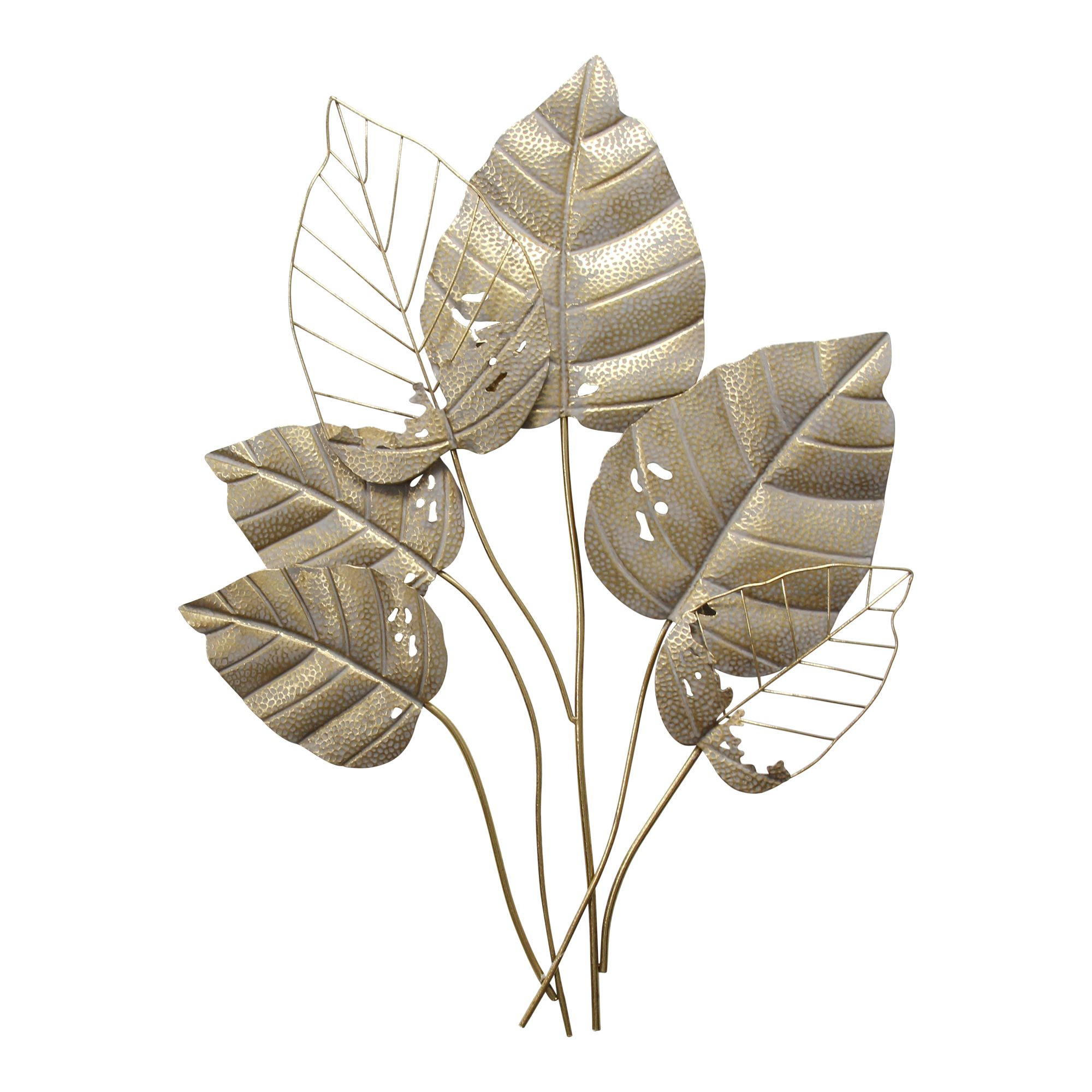 Stratton Home Decor Metal Gold Leaves Wall Decor – Walmart Within Leaf Metal Wall Art (View 12 of 15)