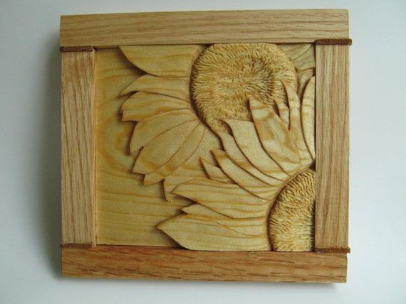 Sunflower Carving Hand Carved Sunflower Wall Decor Rustic With Sunflower Metal Framed Wall Art (View 2 of 15)