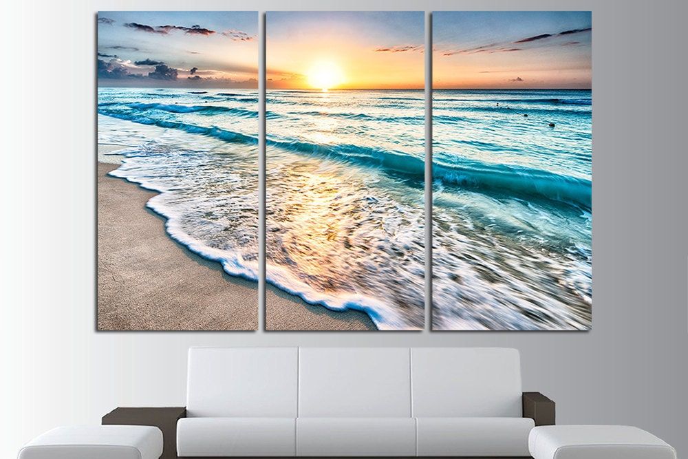 Sunset Beach Wall Art Tropical Print Ocean View Beach Canvas Regarding Sunset Wall Art (View 8 of 15)