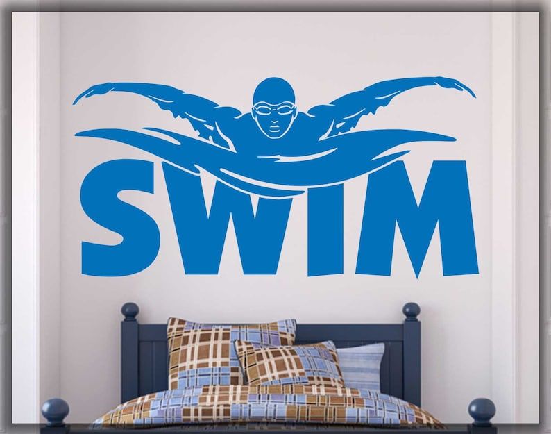 Swim Wall Decal Swimming Pool Home Art Decal Swimmer Decal | Etsy With Swimming Wall Art (View 9 of 15)