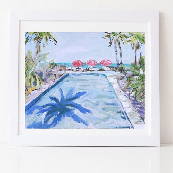Swimming Pool Print Home Decor Wall Art Watercolor Inside Swimming Wall Art (View 12 of 15)