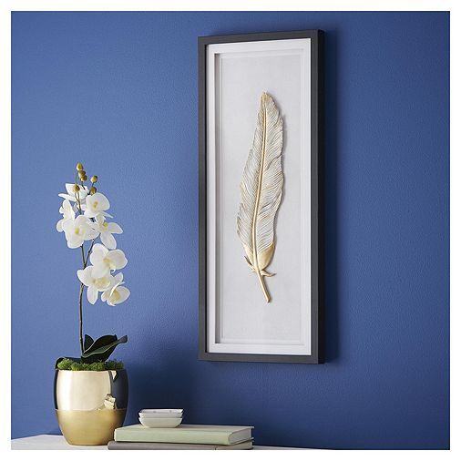 Tesco Direct: Fox & Ivy Gold Brushed Feather Wall Art | Feather Wall Regarding Brushed Gold Wall Art (View 4 of 15)