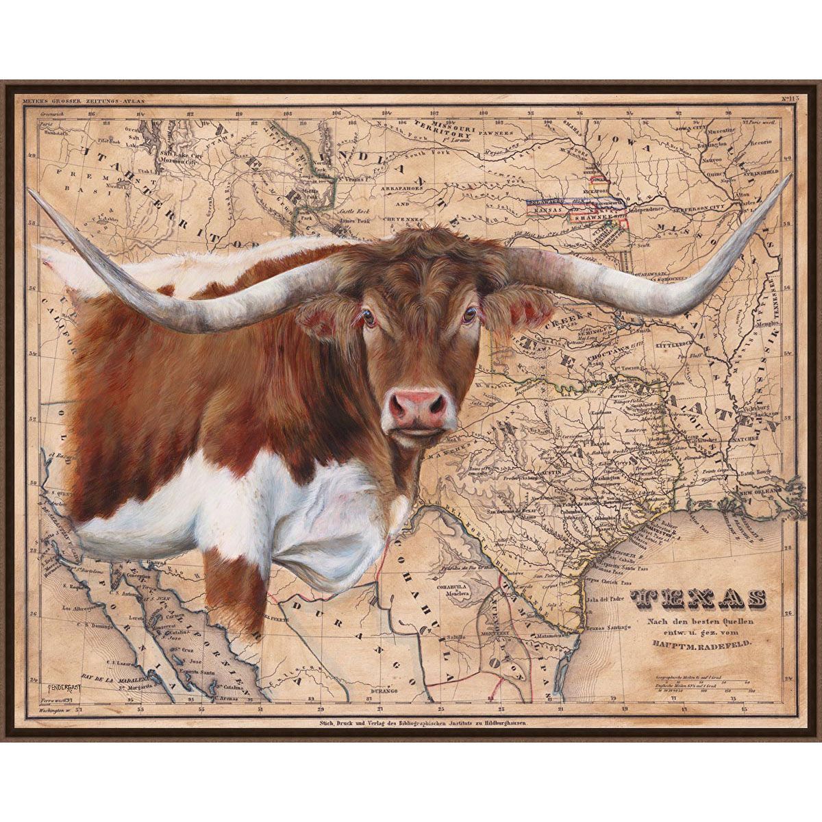 Texas Longhorn Framed Canvas Intended For Long Horn Wall Art (View 1 of 15)